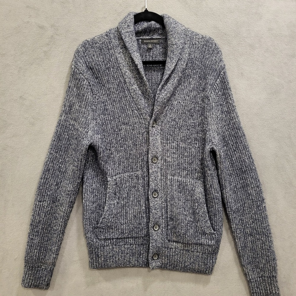 Banana Republic Shawl Collar Cardigan Sweater Men's Medium‎ Preppy Coastal Cozy
